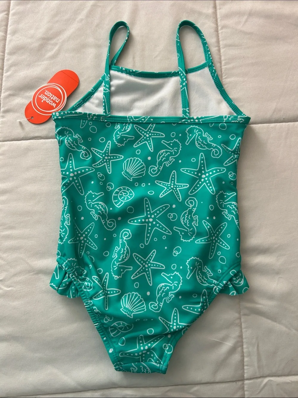 Children's Teal Seahorse & Starfish One-Piece Swimsuit - 4T